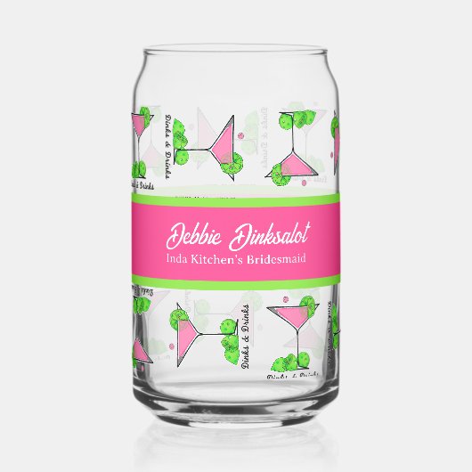 Pickleball Cocktail Dinks & Drinks Personalized Blikvorm Glas (Voorkant)
