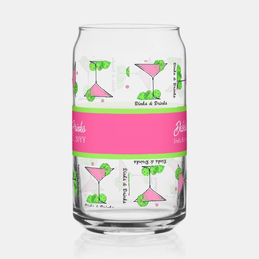 Pickleball Cocktail Dinks & Drinks Personalized Blikvorm Glas (Rechts)