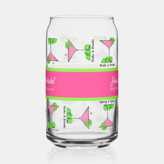 Pickleball Cocktail Dinks & Drinks Personalized Blikvorm Glas (Links)