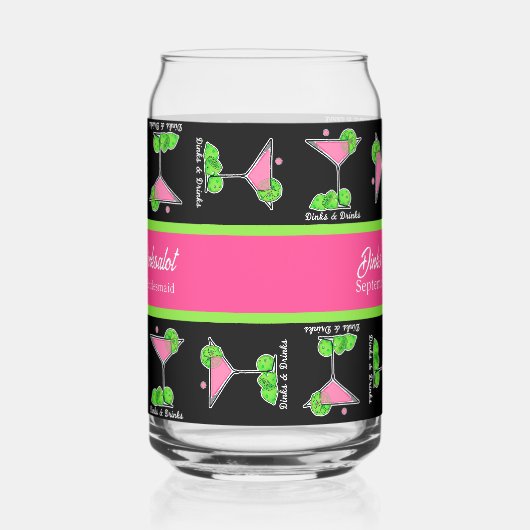 Pickleball Cocktail Dinks & Drinks Personalized Blikvorm Glas (Links)