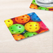 Pickleball Colorful Kartonnen Onderzetters (Schuin)