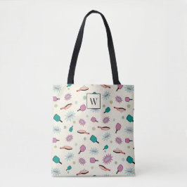 Pickleball Colorful Monogram First Initiaal Patroo Tote Bag