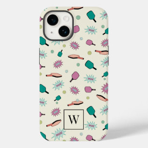 Pickleball! Colorful Monogram Initiaal Patroon Case-Mate iPhone 14 Hoesje