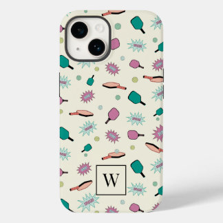 Pickleball! Colorful Monogram Initiaal Patroon Case-Mate iPhone 14 Hoesje