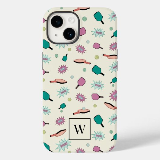 Pickleball! Colorful Monogram Initiaal Patroon Case-Mate iPhone Case (Achterkant)