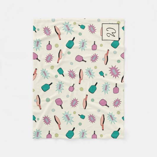 Pickleball! Colorful Monogram Initiaal Patroon Fleece Deken (Voorkant)