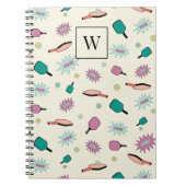 Pickleball! Colorful Monogram Initiaal Patroon Notitieboek (Voorkant)