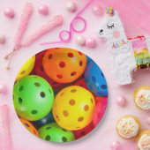 Pickleball Colorful Papieren Bordje (Feest)