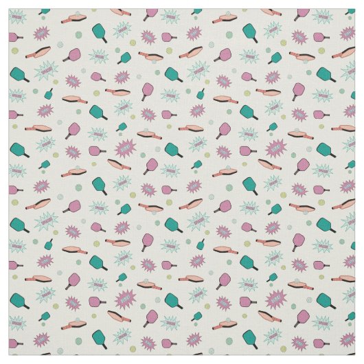 Pickleball! Colorful Pattern Stof (Swatch)