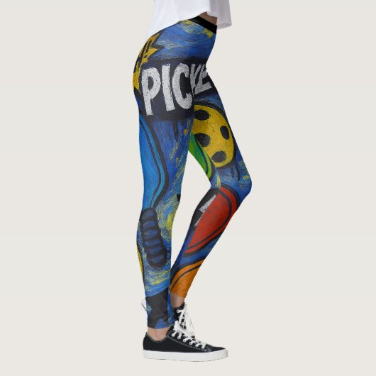Pickleball Comic Burst Starry Style Leggings (Rechts)