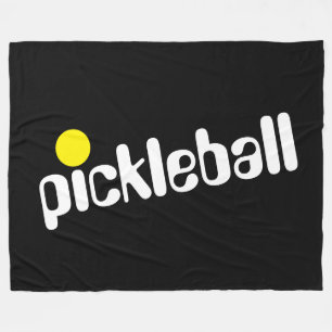 PICKLEBALL Cool Fun Retro Diagonale tekst op zwart Fleece Deken