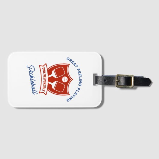 Pickleball cool ontwerp om te draag bagagelabel (Voorkant (horizontaal))