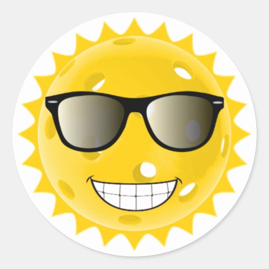 Pickleball Cool Ronde Sticker (Voorkant)