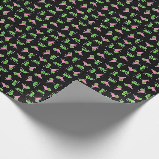 Pickleball Cosmo Cocktail Dinks & Drinks Black Cadeaupapier (Hoek)