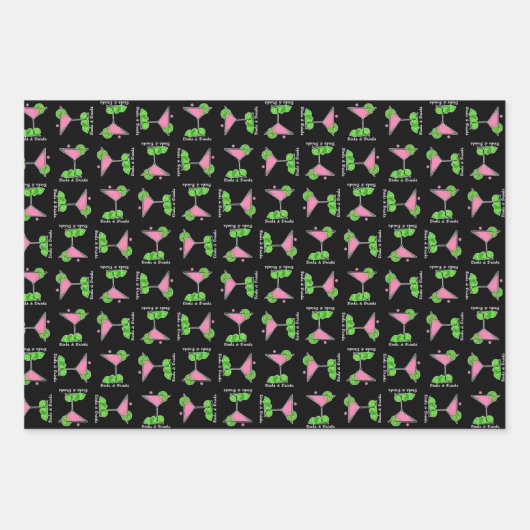 Pickleball Cosmo Cocktail Dinks & Drinks Inpakpapier Vel (Voorkant 2)