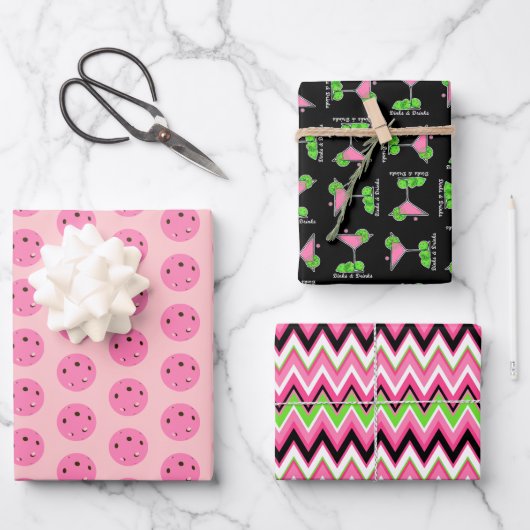 Pickleball Cosmo Cocktail Dinks & Drinks Inpakpapier Vel (Voorkant)