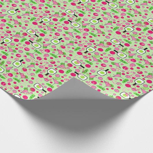 Pickleball Cosmo Dag Dinking op Bleekgroen Cadeaupapier (Hoek)