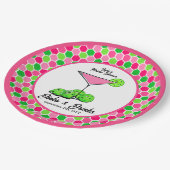 Pickleball Cosmo Dinks & Drinks Roze Honingraat Papieren Bordje (Gekanteld)