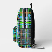 Pickleball Court Bag Zwart en Blauw Plaid Bedrukte Rugzak (Rechts)