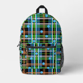 Pickleball Court Bag Zwart en Blauw Plaid Bedrukte Rugzak (Voorkant)