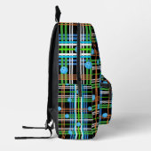 Pickleball Court Bag Zwart en Blauw Plaid Bedrukte Rugzak (Links)