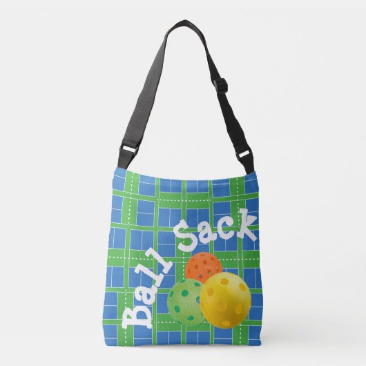 Pickleball Court Ball Sack Blauwe Groene Court Spe Crossbody Tas (Voorkant)