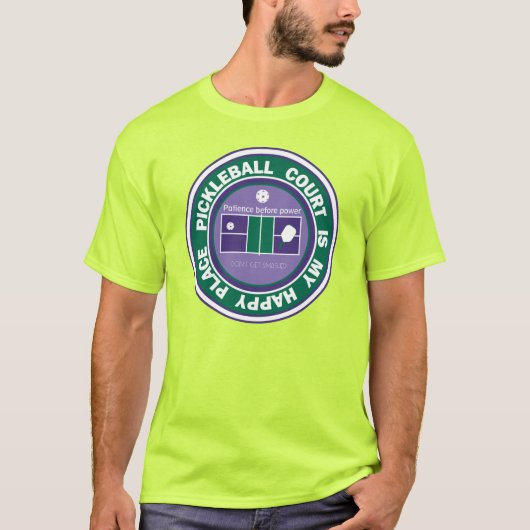 Pickleball court is mijn gelukkige plek, limoen T- T-shirt (Voorkant)