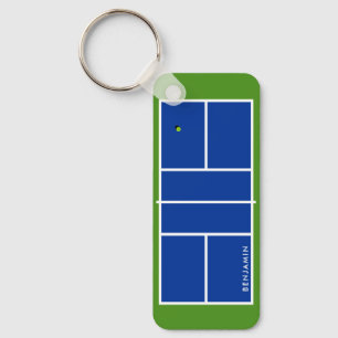 Pickleball Court Persoonlijke naam Groen & Blauw Sleutelhanger