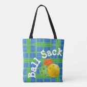 Pickleball Courts Blauwe en Groene Ball Sack Tote Bag (Achterkant)