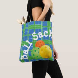 Pickleball Courts Blauwe en Groene Ball Sack Tote Bag