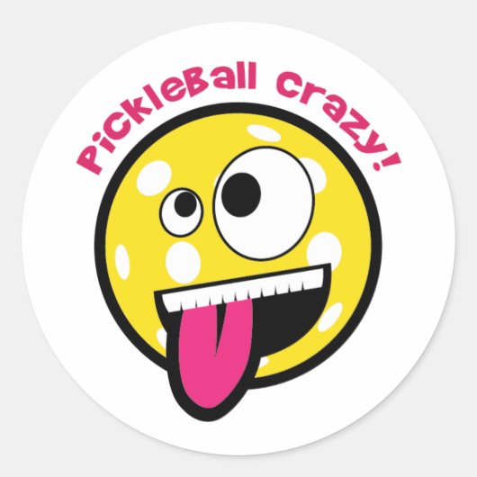 Pickleball Crazy Ronde Sticker (Voorkant)