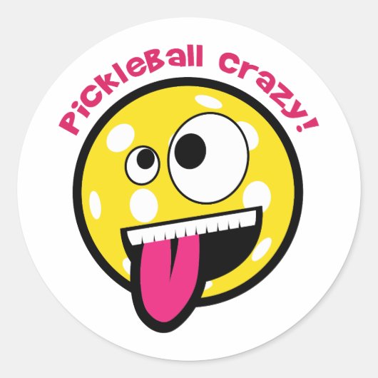 Pickleball Crazy Ronde Sticker (Voorkant)