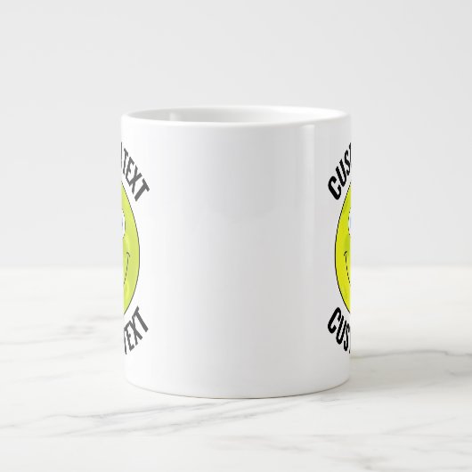 Pickleball Custom Happy Face & gepersonaliseerde t Grote Koffiekop (Voorkant)