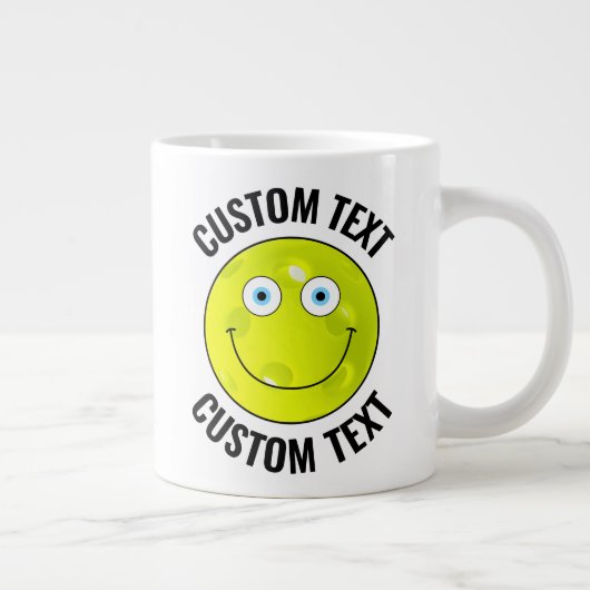 Pickleball Custom Happy Face & gepersonaliseerde t Grote Koffiekop (Rechts)