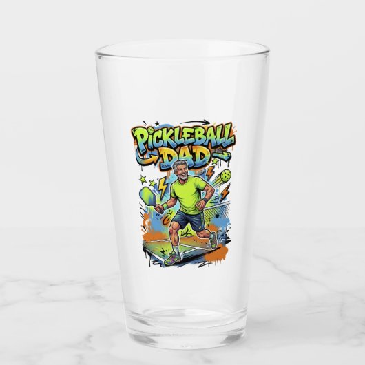 Pickleball Dad Graffiti Paddle Sport Art Glas (Voorkant)