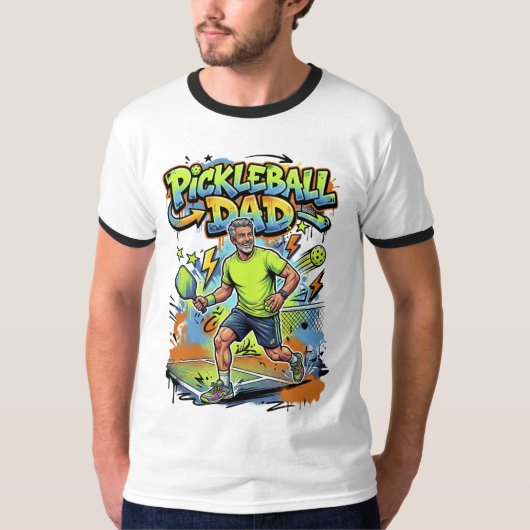 Pickleball Dad Graffiti Paddle Sport Art T-shirt (Voorkant)