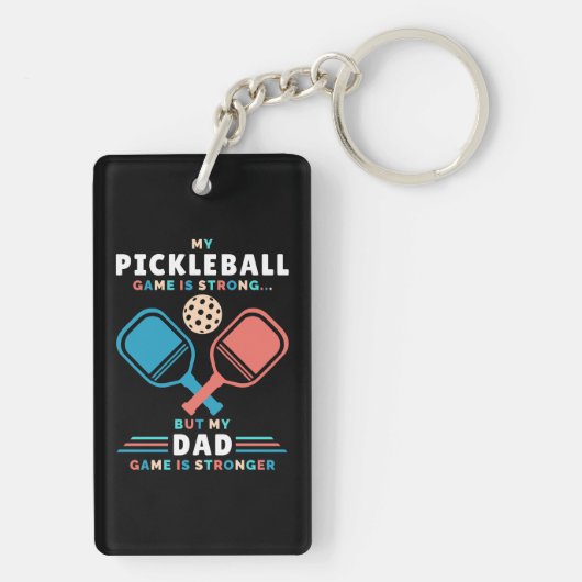 Pickleball Dad Stronger Dad Game Vader Sleutelhanger (achterkant)
