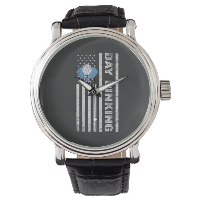 Pickleball-dag Dinking Amerikaanse Patriottische V Horloge (Voorkant)