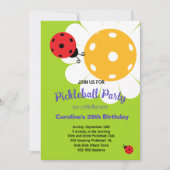 Pickleball Daisy B-day-uitnodiging + RSVP-kaart Kaart (Voorkant)