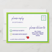 Pickleball Daisy B-day-uitnodiging + RSVP-kaart Kaart (Achterkant)