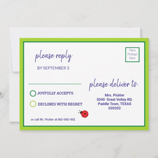 Pickleball Daisy B-day-uitnodiging + RSVP-kaart Kaart (Achterkant)