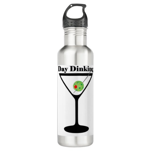 Pickleball Day Dinking Martini Pickleball Olive Waterfles (Voorkant)