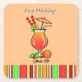 Pickleball Day Dinking Tropische Hurricane Cocktai Kartonnen Onderzetters (Voorkant)