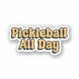 Pickleball de hele dag gele retro typografie sticker