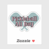 "Pickleball de hele dag" op een Pickleball Paddle Sticker (Vel)