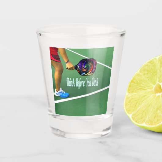 Pickleball denkt na voor je gooit shot glas (Voorkant)