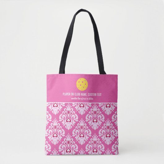 Pickleball Design Roze Ikat Pattern Custom Paddle Tote Bag (Voorkant)