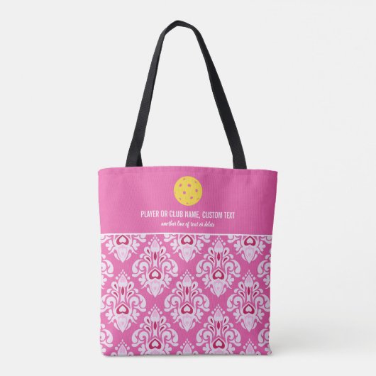 Pickleball Design Roze Ikat Pattern Custom Paddle Tote Bag (Achterkant)