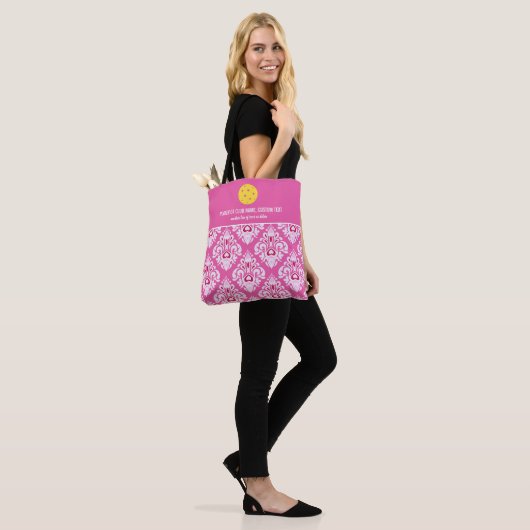 Pickleball Design Roze Ikat Pattern Custom Paddle Tote Bag (Op model)