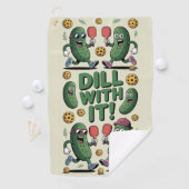 Pickleball Dill with It Cartoon Pickle Golfhanddoek (Insitu)